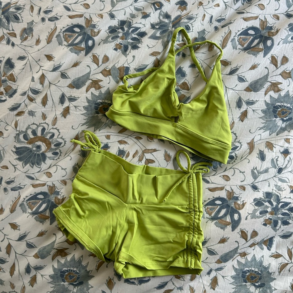 Lime Green Athletic Shorts - Women's High-Waist Performance Shorts